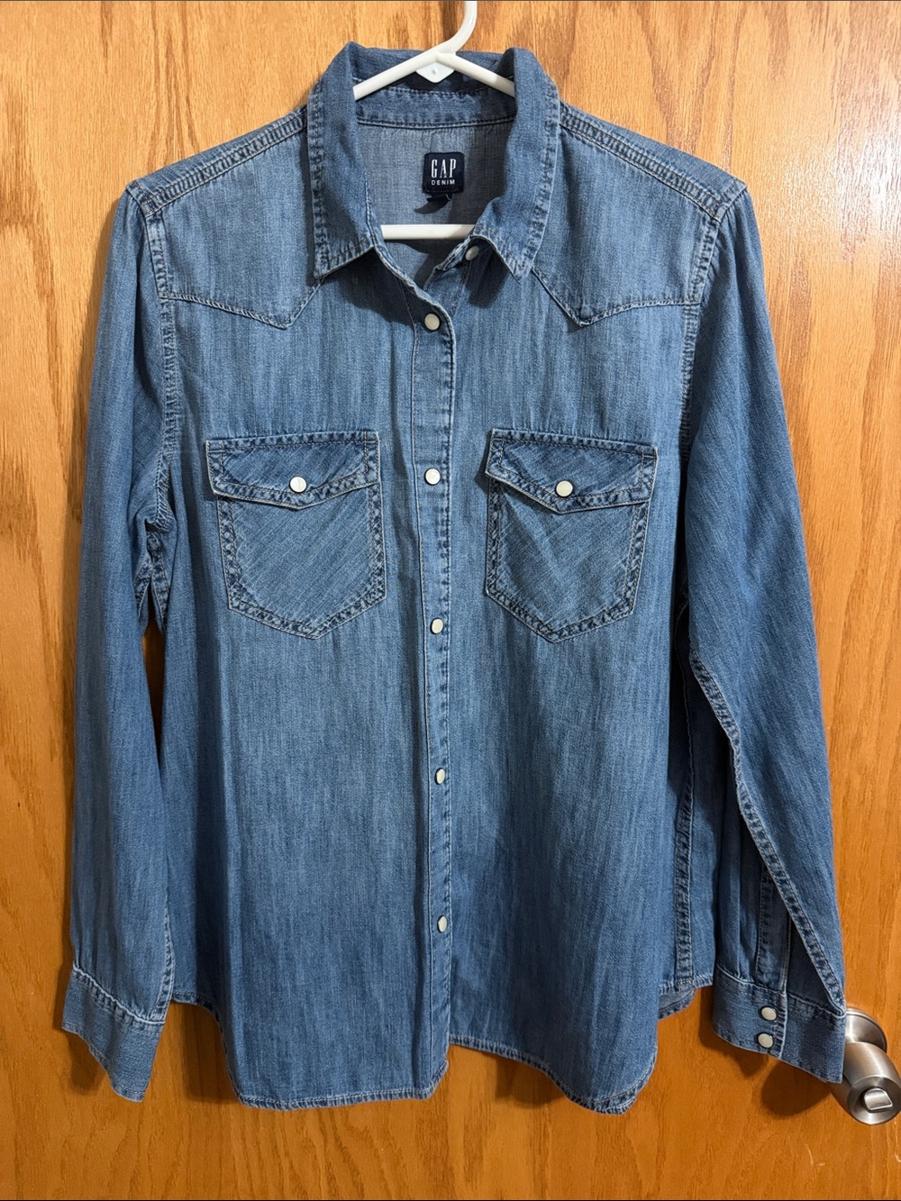 GAP Blue Denim Western-Style Button Shirt